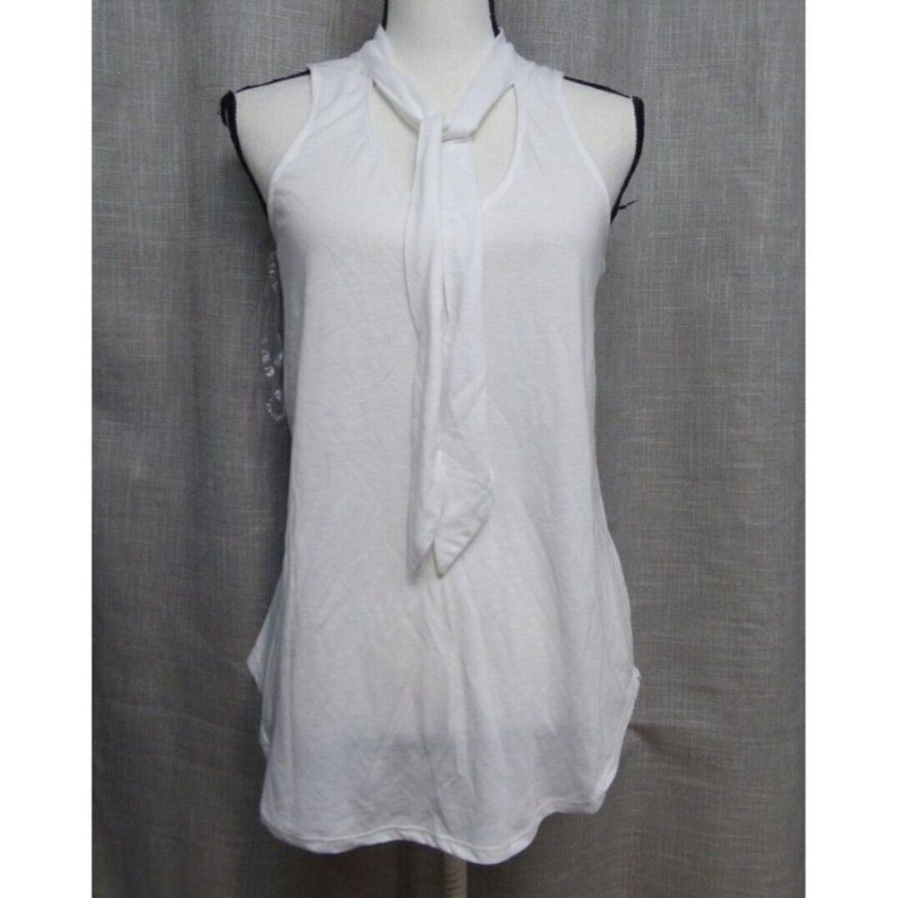 $34.00 Almost Famous Junior’s Tie Neck, V-neck Tank top, White